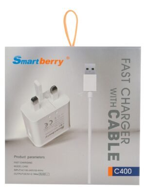 Smartberry Fast  Androide Charger with Cable, White, C400