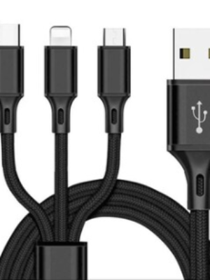Go-des 3 In 1 Usb Charging Cable, Black