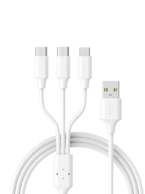 Durable 3 In 1 Multi Data Cable Portable Multipurpose Fast Charging