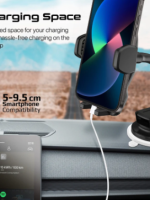 Promate Car Phone Holder, Premium Anti-Distraction Dashboard Car Phone Mount with 360-Degree Rotation